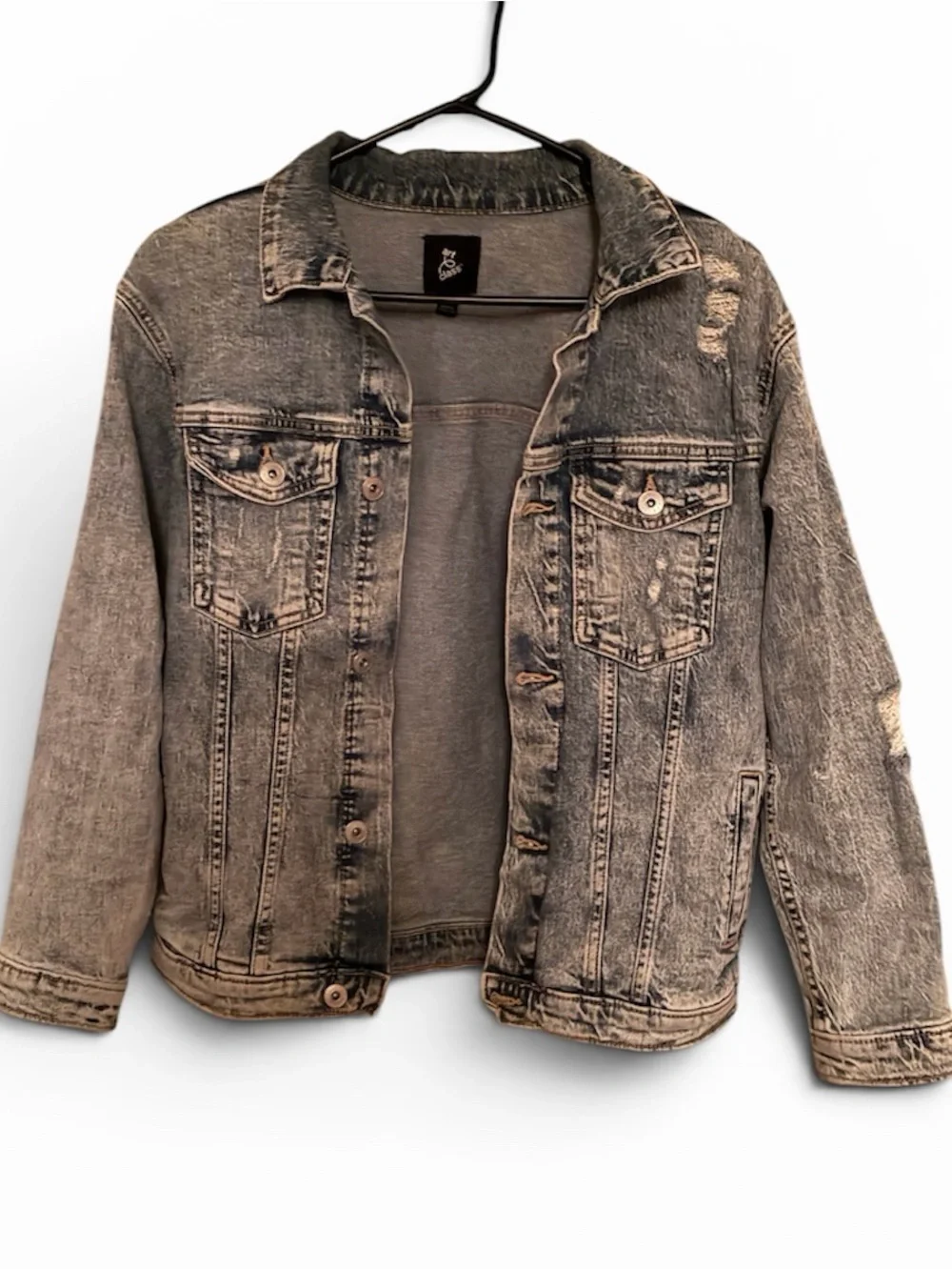 Art Class Denim Jacket Girls Size Large 10/12 Blue Distressed Button Up Pockets